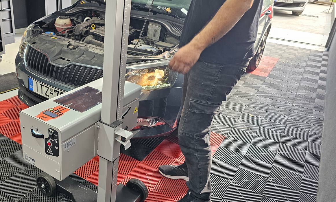 ρύθμιση δέσμης LED λαμπών με headlight tester