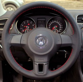 Δερμάτινο Τρυπητό Κάλυμμα Τιμονιού για VW Golf 6, Polo 6R - DIY